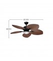Ventilador de Techo TORCAL Negro DC 24W 2880Lm 5 Aspas Roble CCT