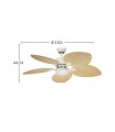 Ventilador de Techo TORCAL Blanco DC 24W 2880Lm 5 Aspas Haya CCT