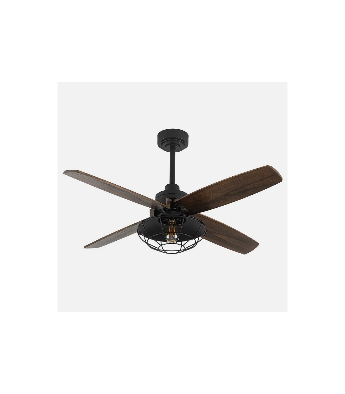 Ventilador de Techo AQUILO Negro DC 4 Aspas Roble 1xE27
