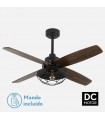 Ventilador de Techo AQUILO Negro DC 4 Aspas Roble 1xE27