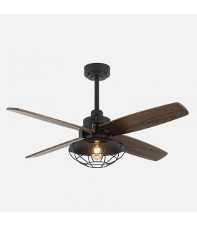 Ventilador de Techo AQUILO Negro DC 4 Aspas Roble 1xE27