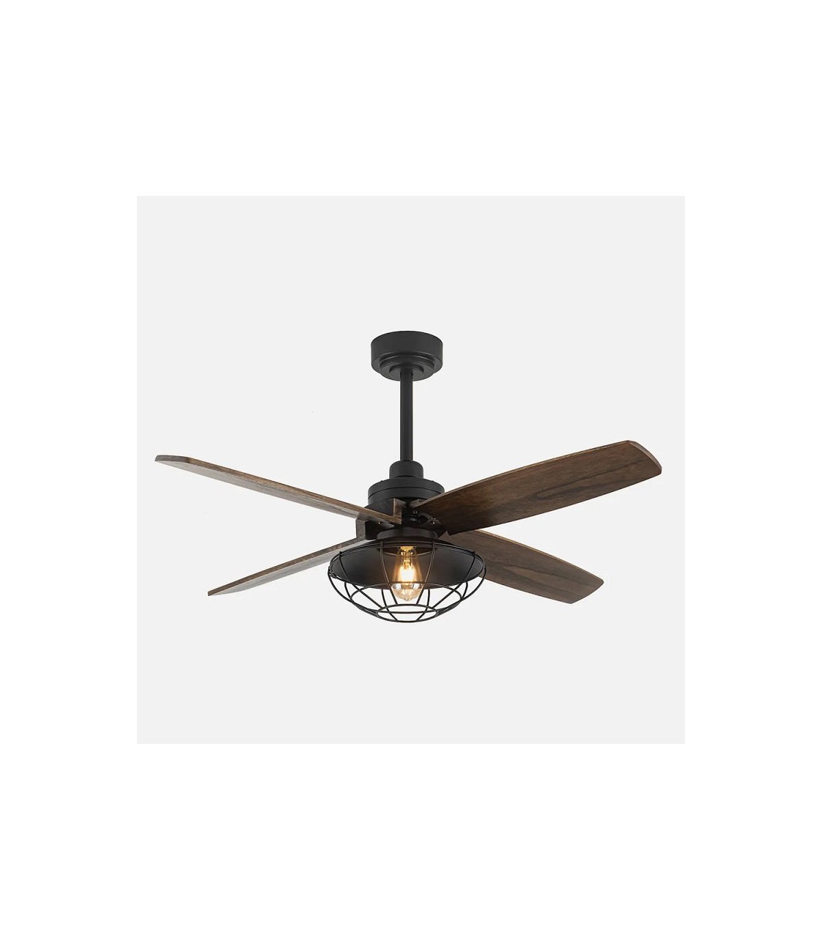 Ventilador de Techo AQUILO Negro DC 4 Aspas Roble 1xE27