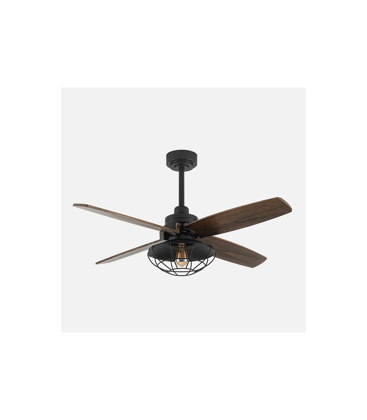 Ventilador de Techo AQUILO Negro DC 4 Aspas Roble 1xE27