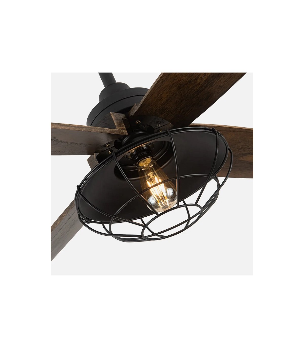Ventilador de Techo AQUILO Negro DC 4 Aspas Roble 1xE27