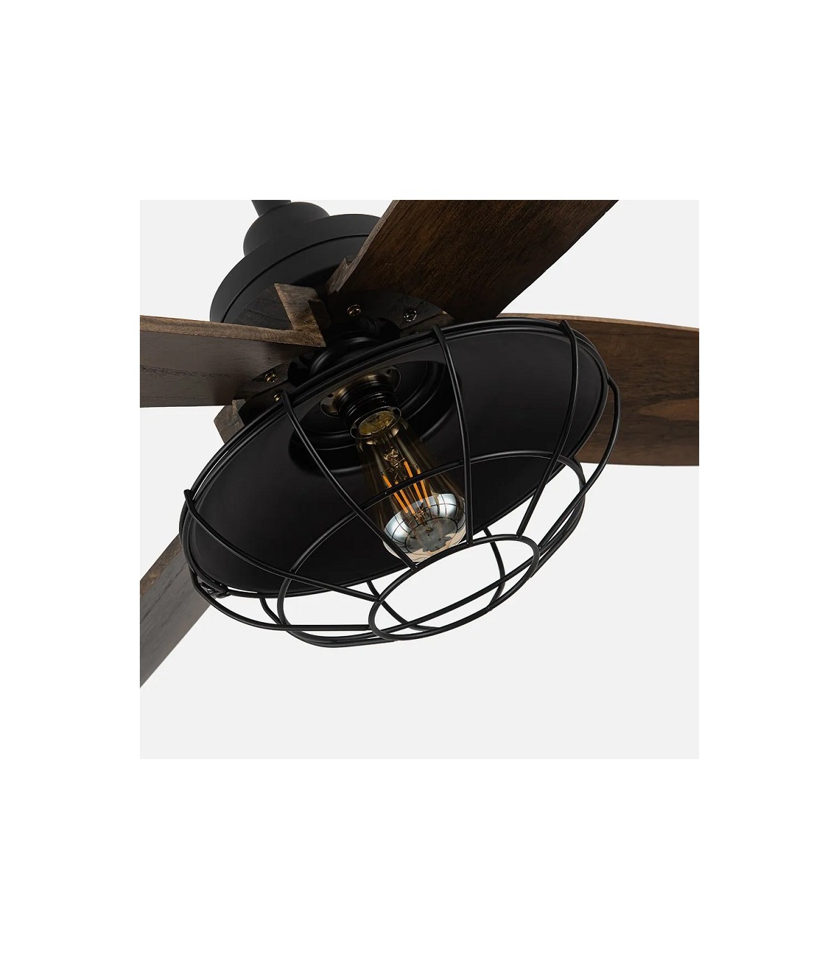 Ventilador de Techo AQUILO Negro DC 4 Aspas Roble 1xE27