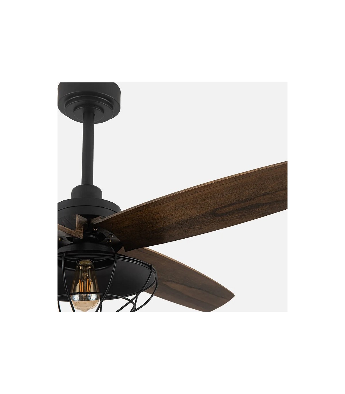 Ventilador de Techo AQUILO Negro DC 4 Aspas Roble 1xE27