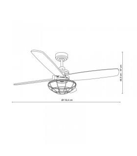 Ventilador de Techo AQUILO Negro DC 4 Aspas Roble 1xE27