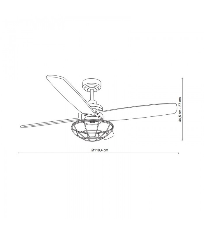 Ventilador de Techo AQUILO Negro DC 4 Aspas Roble 1xE27