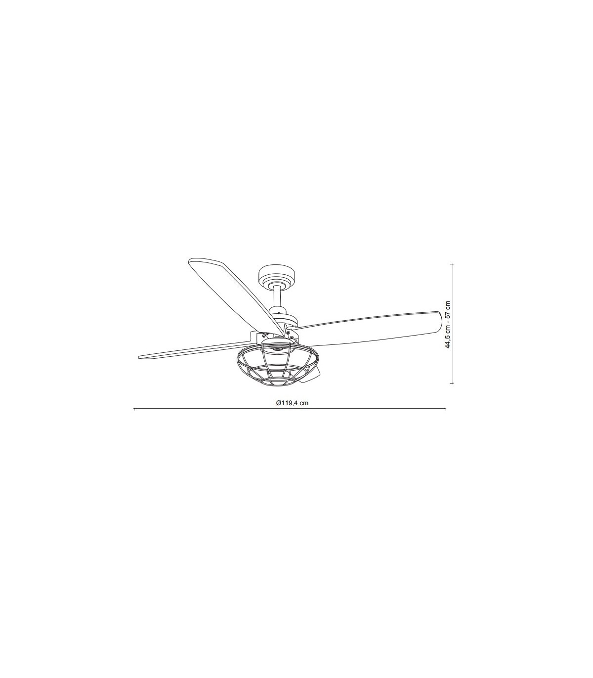 Ventilador de Techo AQUILO Negro DC 4 Aspas Roble 1xE27
