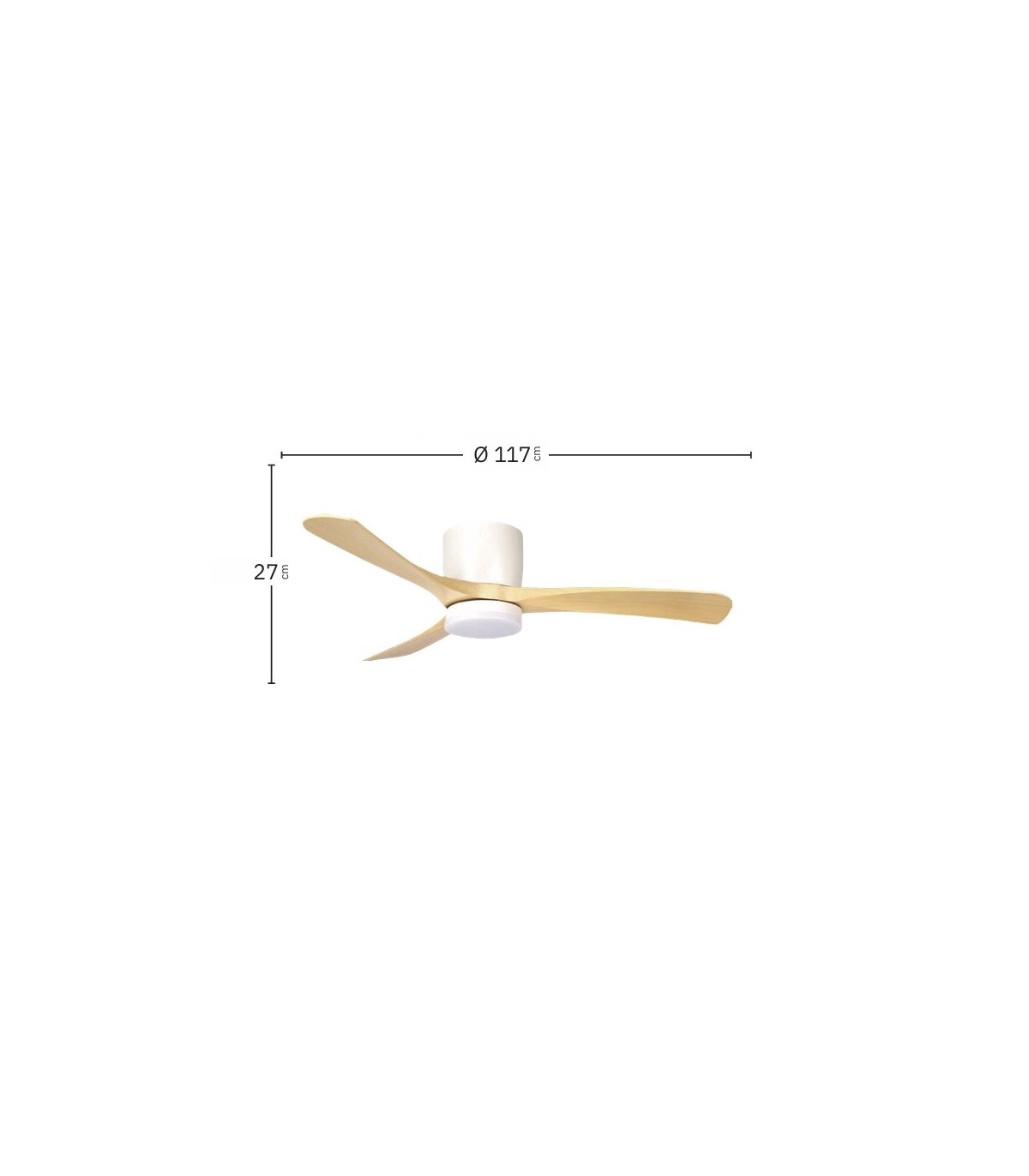 Ventilador de Techo PATERNA Blanco DC 18W 2250Lm 3 Aspas Haya CCT