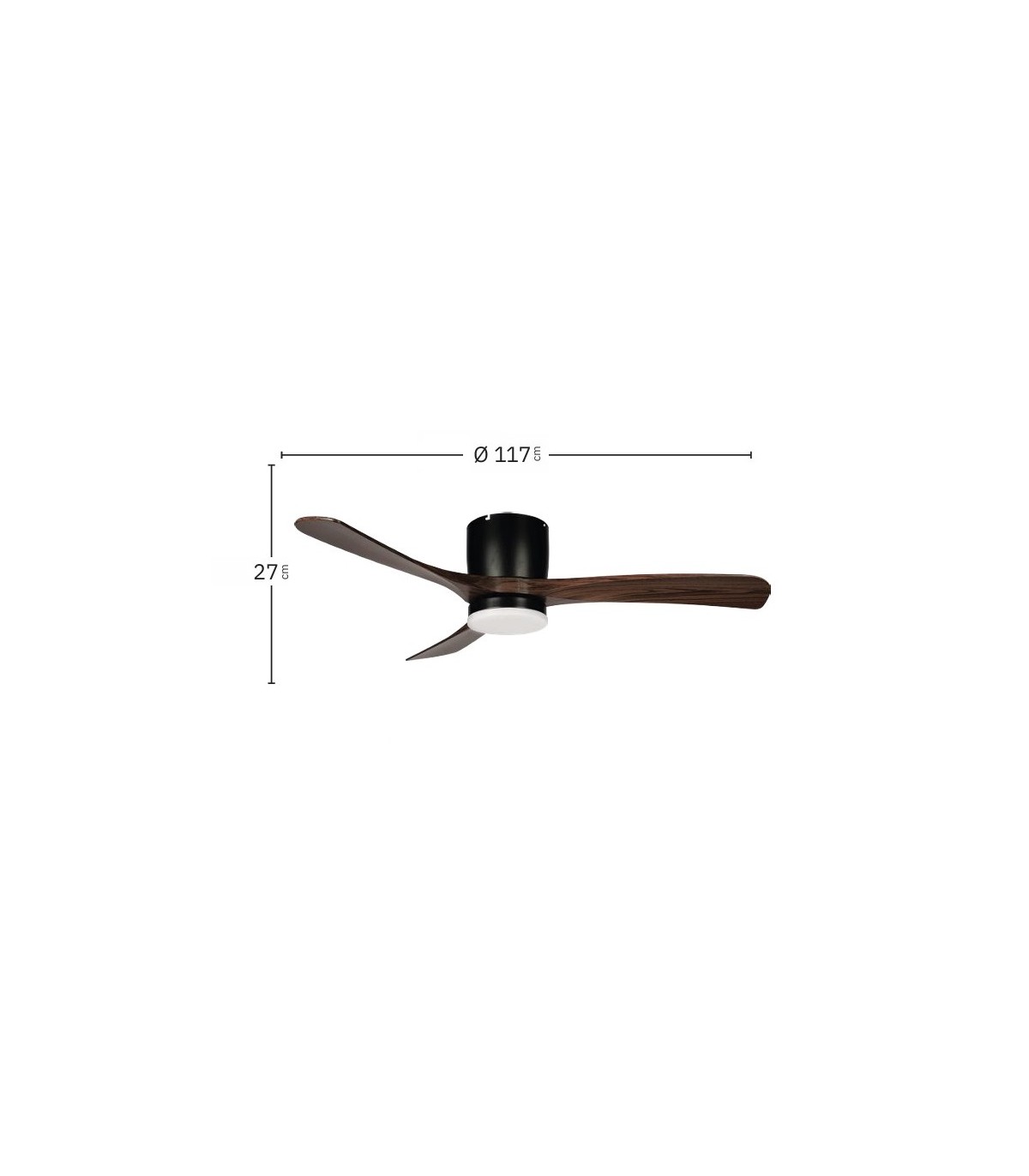 Ventilador de Techo PATERNA Negro DC 18W 2250Lm 3 Aspas Roble CCT