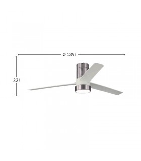 Ventilador de Techo TEO Níquel DC 24W 2950Lm 3 Aspas Blanco CCT