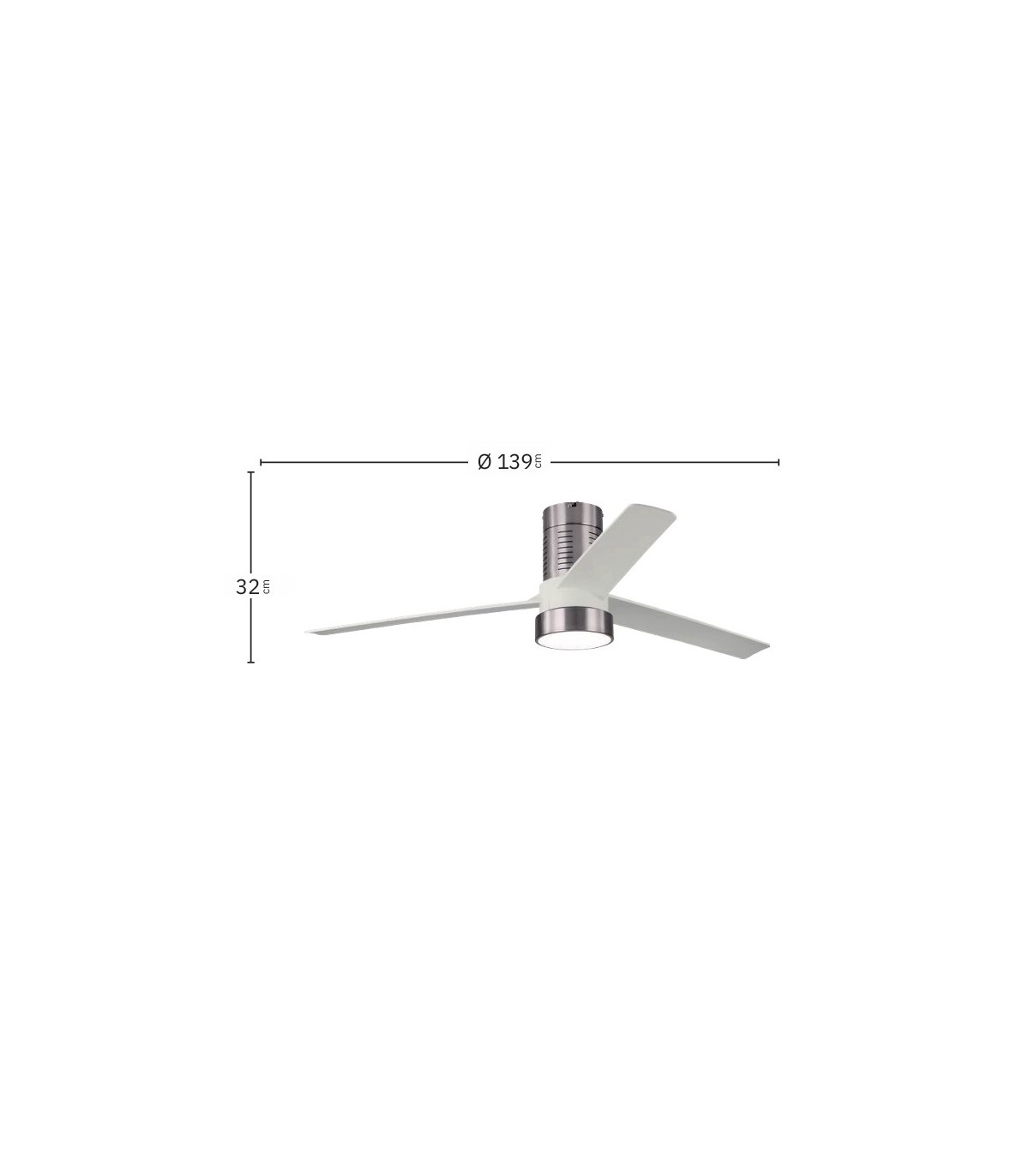 Ventilador de Techo TEO Níquel DC 24W 2950Lm 3 Aspas Blanco CCT