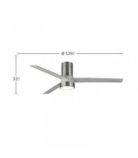 Ventilador de Techo TEO Níquel DC 24W 2950Lm 3 Aspas Gris CCT