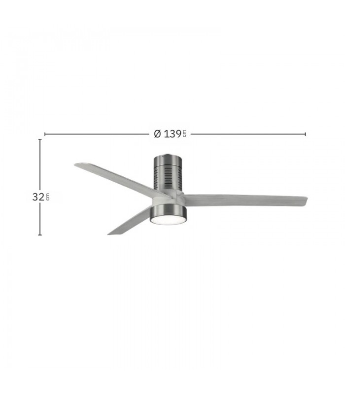 Ventilador de Techo TEO Níquel DC 24W 2950Lm 3 Aspas Gris CCT
