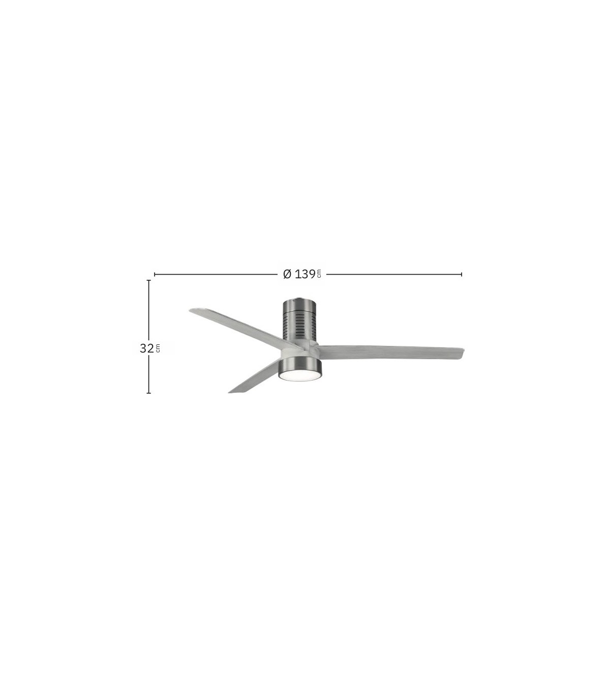 Ventilador de Techo TEO Níquel DC 24W 2950Lm 3 Aspas Gris CCT