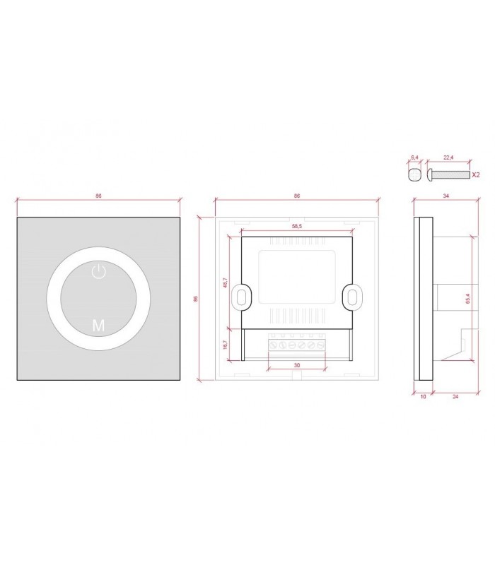 Dimmer empotrable Táctil Monocolor 12/24V 96/192W IP20