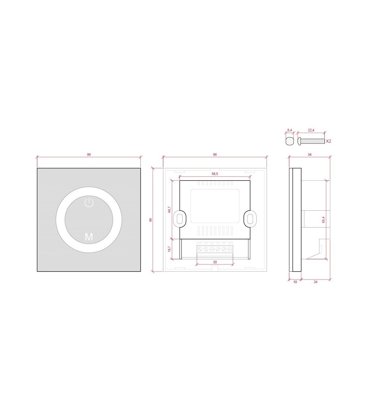 Dimmer empotrable Táctil Monocolor 12/24V 96/192W IP20