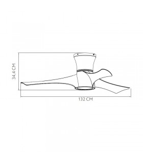 Ventilador de Techo TIANAS Negro DC 18W 2250Lm 3 Aspas Negro  CCT