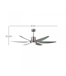 Ventilador de Techo OTTO DC Níquel 24W 2950Lm 6 Aspas Plata CCT