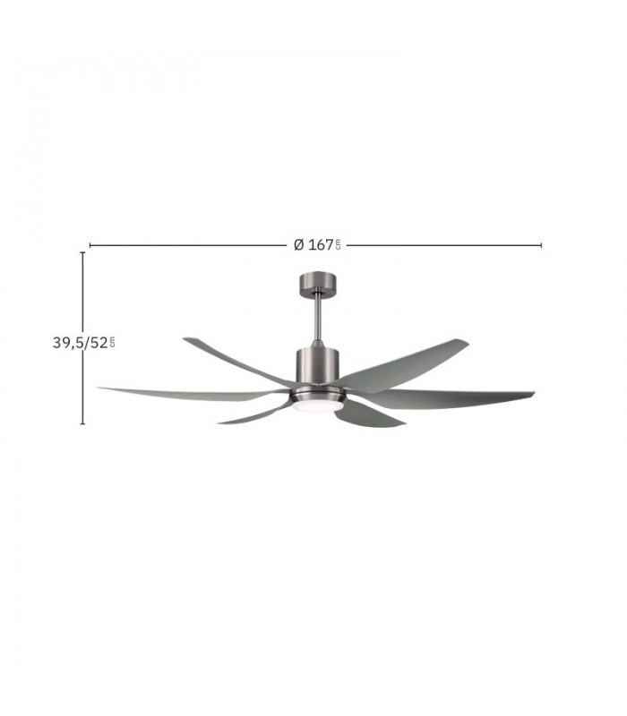 Ventilador de Techo OTTO DC Níquel 24W 2950Lm 6 Aspas Plata CCT