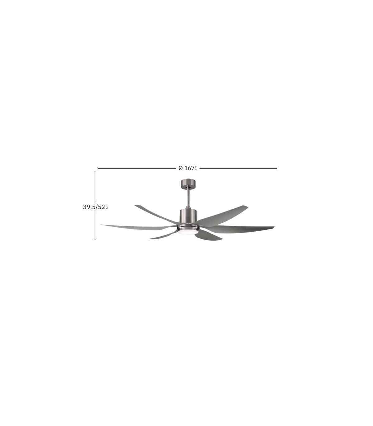 Ventilador de Techo OTTO DC Níquel 24W 2950Lm 6 Aspas Plata CCT