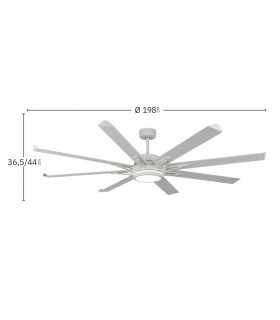 Ventilador de Techo GRADO Blanco DC 30+15W 3250+1625Lm 8 Aspas Blanco CCT