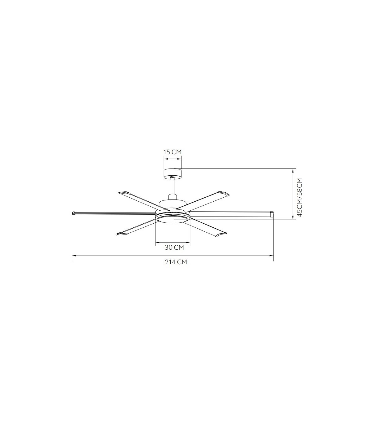 Ventilador De Techo SANSÓN DC Negro 6 Aspas Negro Ø214D Sin Luz