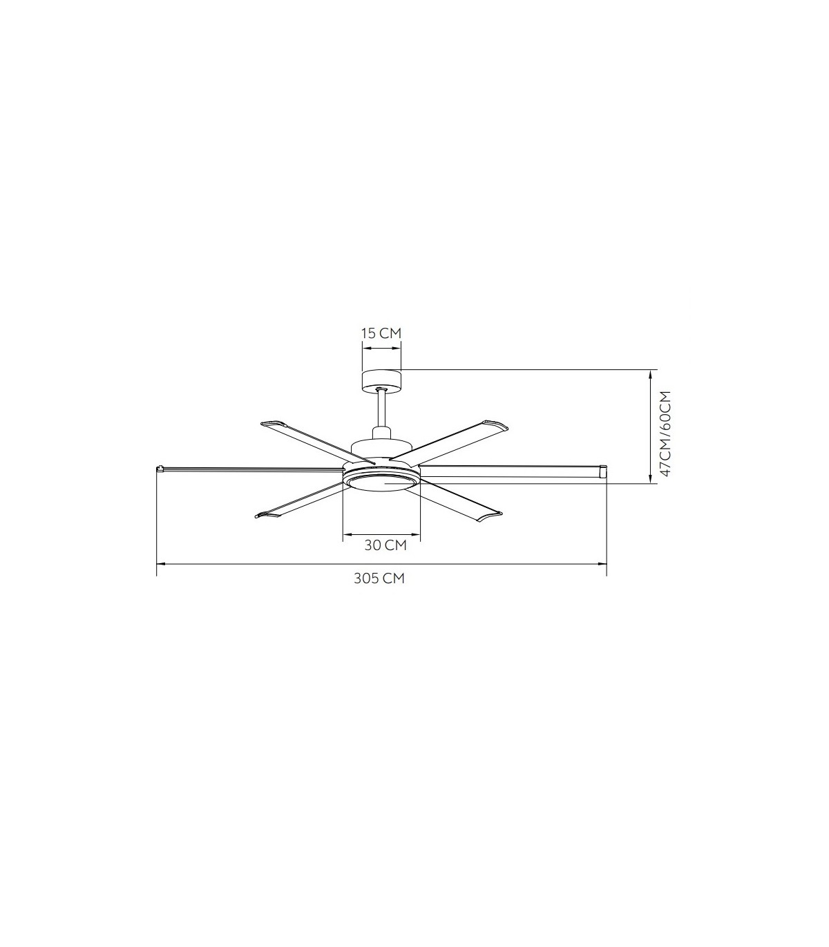 Ventilador De Techo SANSÓN DC Níquel 6 Aspas Plata Ø305D Sin Luz