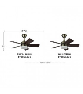 Ventilador de Techo MARTA Cuero DC 36W 3060Lm 5 Aspas Cerezo/Nogal CCT