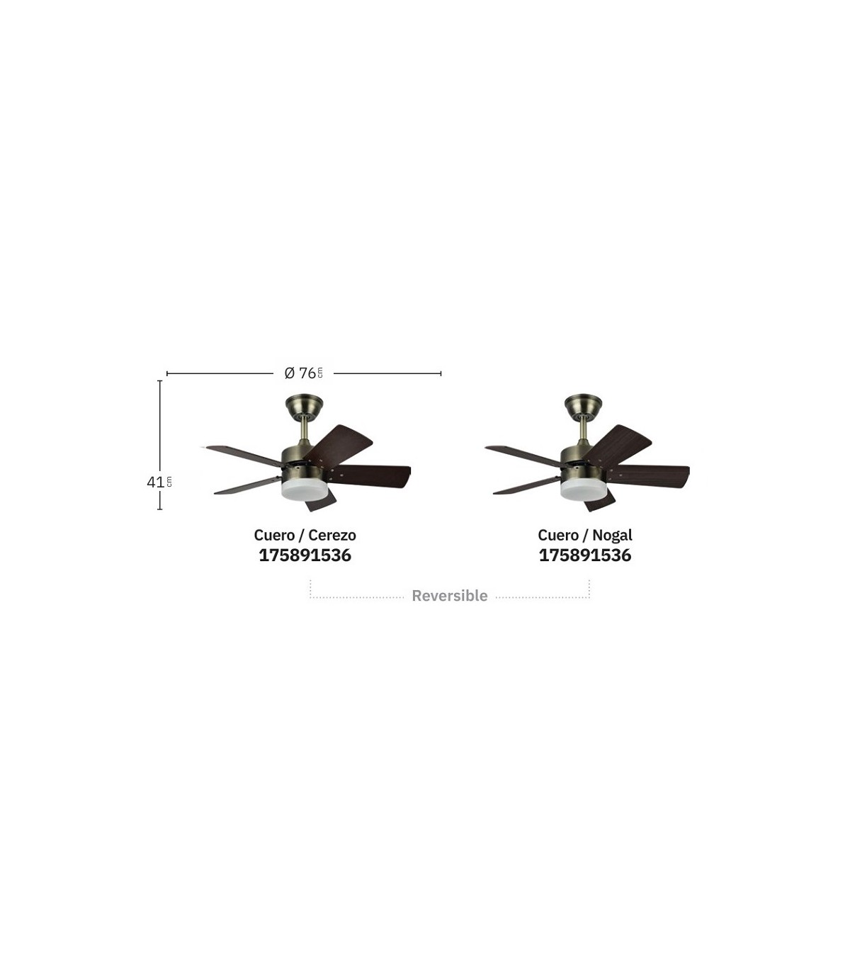 Ventilador de Techo MARTA Cuero DC 36W 3060Lm 5 Aspas Cerezo/Nogal CCT