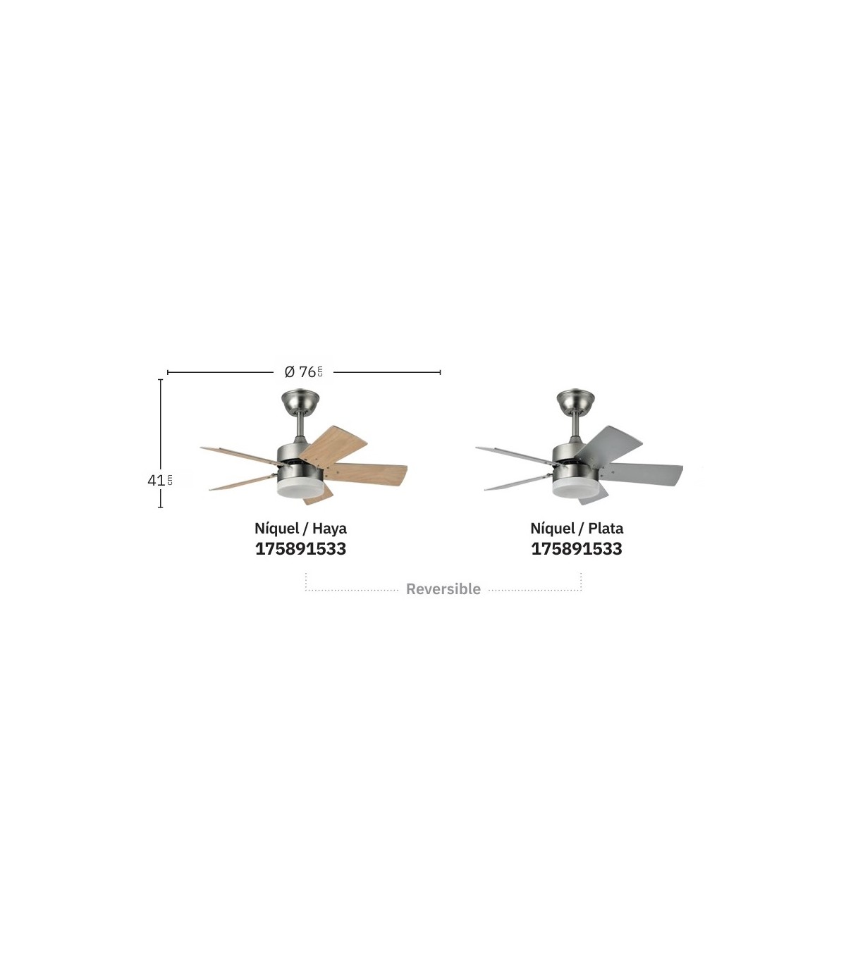 Ventilador de Techo MARTA Níquel DC 36W 3060Lm 5 Aspas Haya/Plata CCT