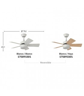 Ventilador de Techo MARTA Blanco DC 36W 3060Lm 5 Aspas Blanco/Haya CCT