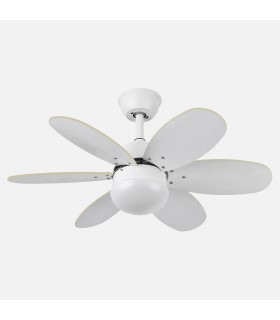 Ventilador de Techo ALVES DC Blanco 6 Aspas Rev. Blanco/Haya 2xE27