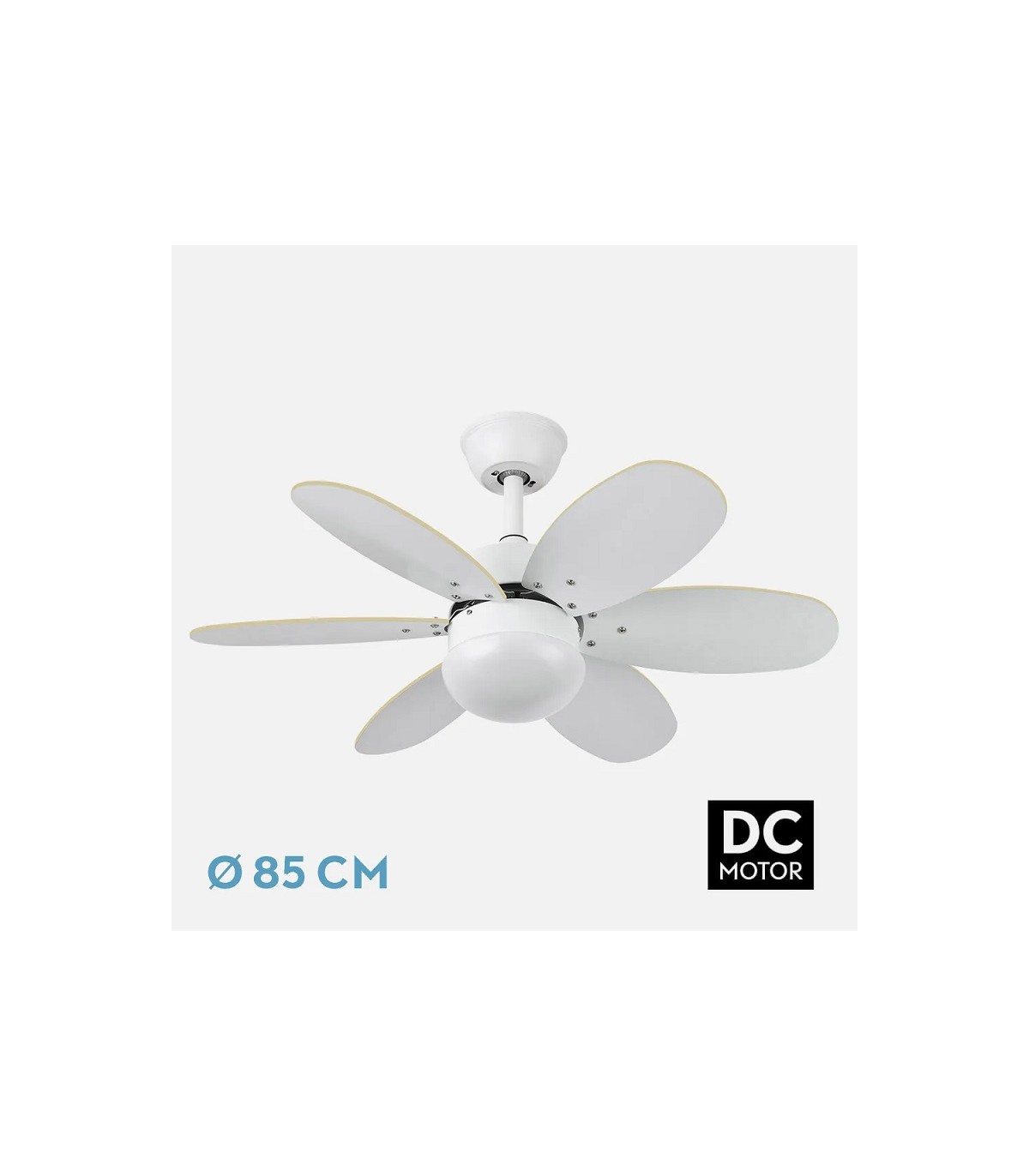 Ventilador de Techo ALVES DC Blanco 6 Aspas Rev. Blanco/Haya 2xE27