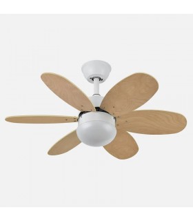 Ventilador de Techo ALVES DC Blanco 6 Aspas Rev. Blanco/Haya 2xE27