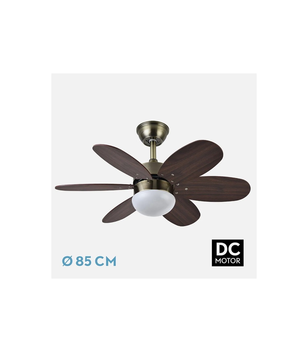 Ventilador de Techo ALVES DC Cuero 6 Aspas Rev. Cerezo/Nogal 2xE27