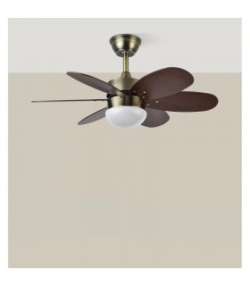Ventilador de Techo ALVES DC Cuero 6 Aspas Rev. Cerezo/Nogal 2xE27