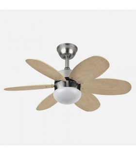 Ventilador de Techo ALVES DC Níquel 6 Aspas Rev. Haya/Plata 2xE27