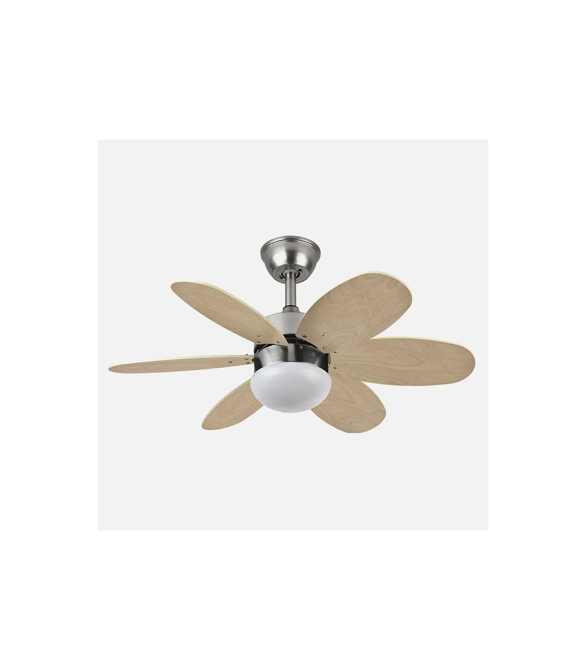 Ventilador de Techo ALVES DC Níquel 6 Aspas Rev. Haya/Plata 2xE27