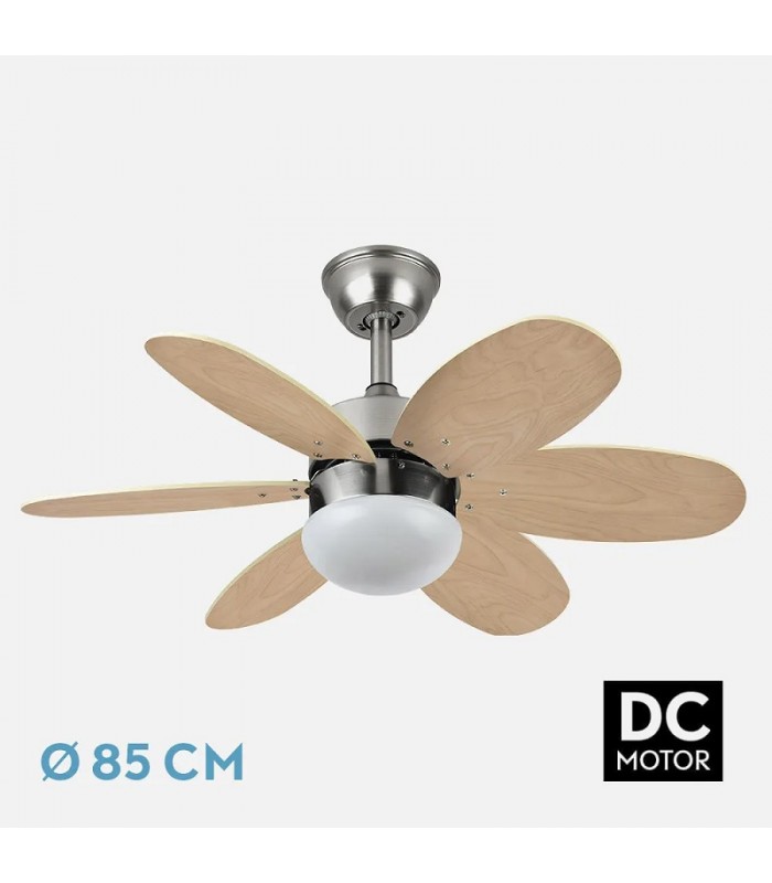 Ventilador de Techo ALVES DC Níquel 6 Aspas Rev. Haya/Plata 2xE27