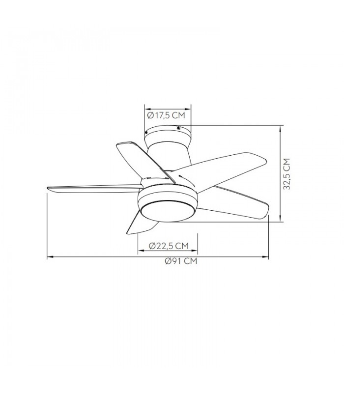 Ventilador de Techo NEUTRON Negro DC 24W 2400Lm 5 Aspas Negro CCT