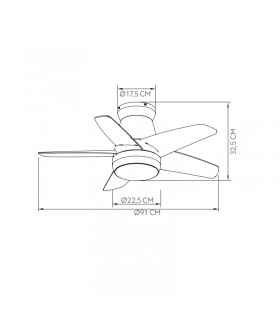 Ventilador de Techo NEUTRON Blanco DC 24W 2400Lm 5 Aspas Haya CCT