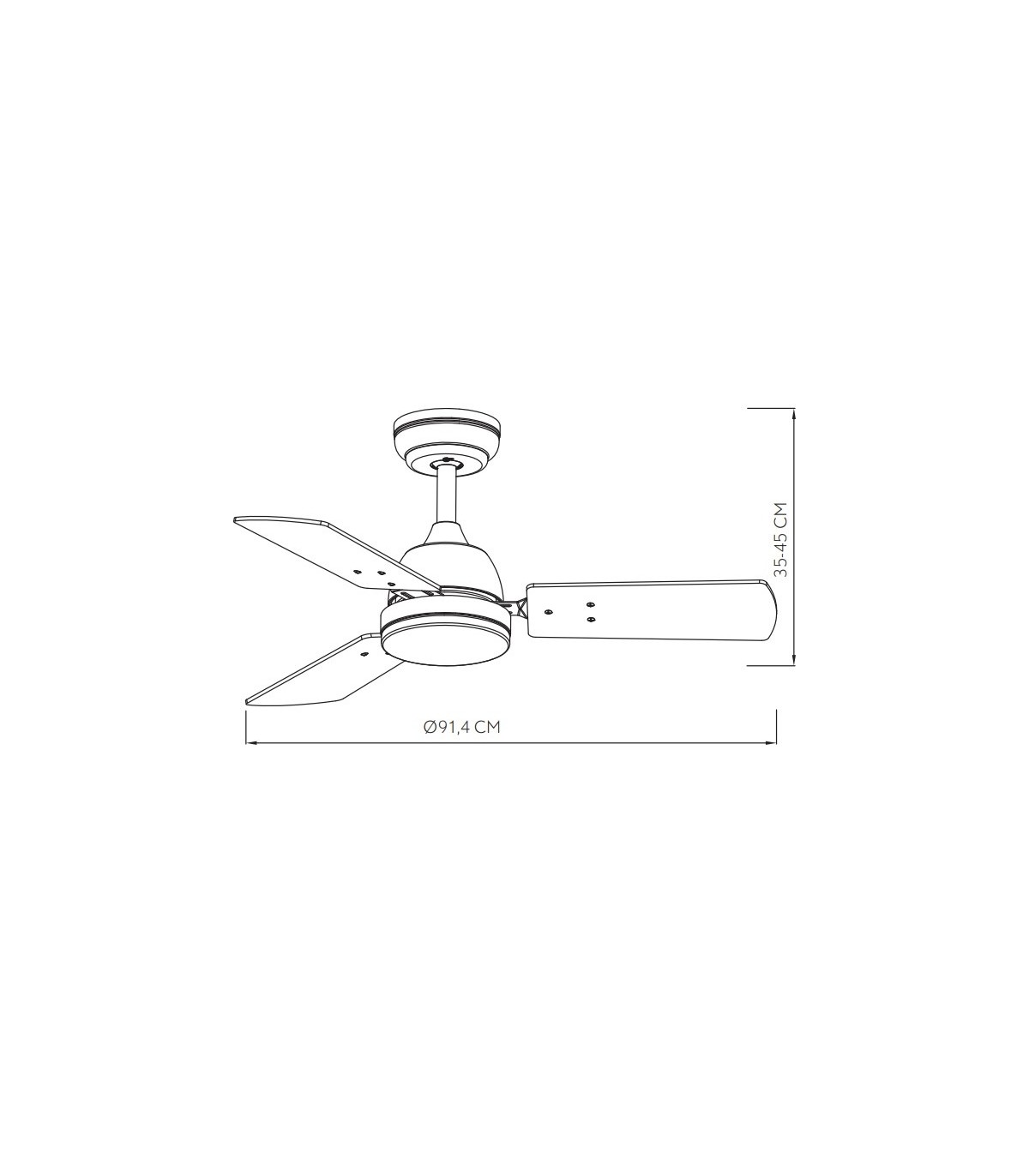 Ventilador de Techo PORTICO Negro DC 20W 2350Lm 3 Aspas Negro/Gris CCT