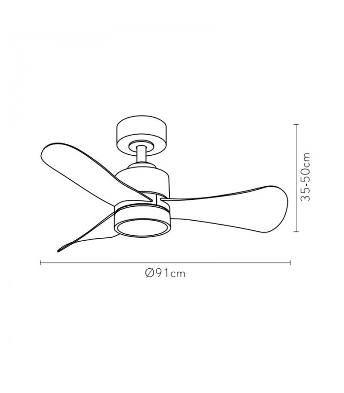Ventilador de Techo ZEPELIN DC Cuero 18W 1900Lm 3 Aspas Roble CCT