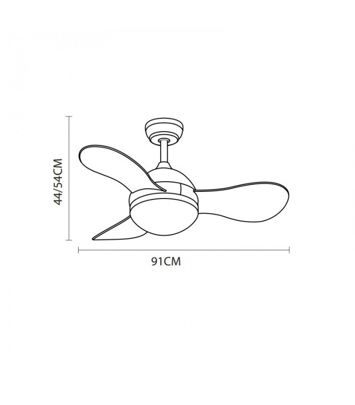 Ventilador de Techo SOLIDO DC Negro 24W 2640Lm 3 Aspas Madera CCT
