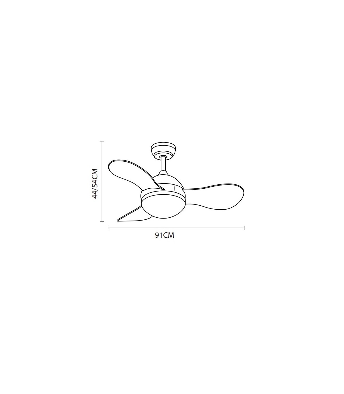 Ventilador de Techo SOLIDO DC Negro 24W 2640Lm 3 Aspas Madera CCT