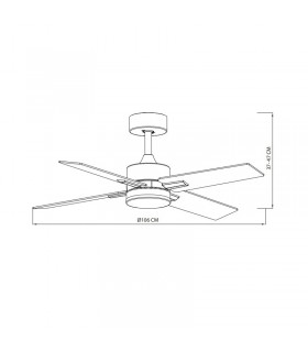 Ventilador de Techo TALCO DC Negro 20W 2350Lm 4 Aspas Rev. Negro/Gris CCT