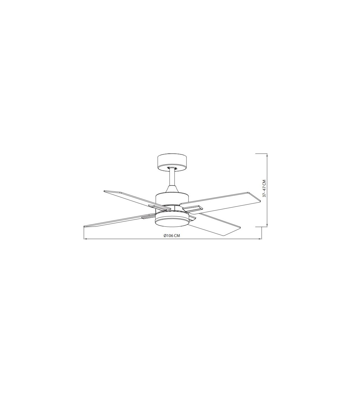 Ventilador de Techo TALCO DC Negro 20W 2350Lm 4 Aspas Rev. Negro/Gris CCT
