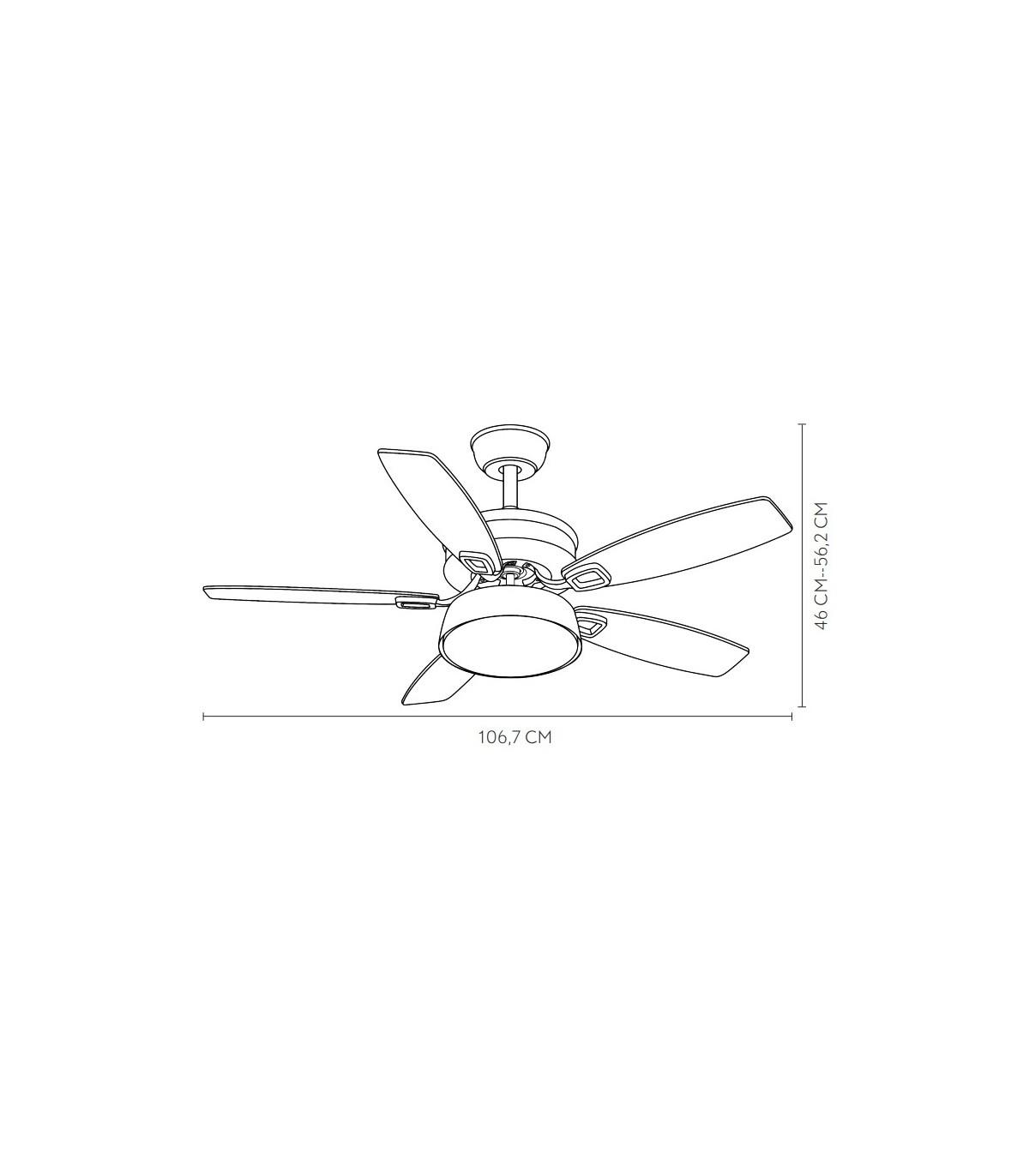 Ventilador de Techo BRAW DC Níquel 30W 2850Lm 5 Aspas Rev. Plata/Haya CCT